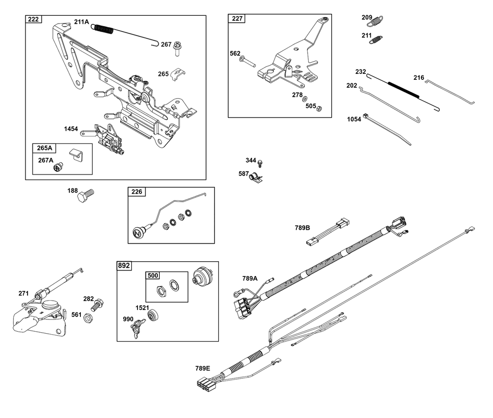 Controls Group Diagram and Parts List for 611477-1244-J1  Briggs and Stratton Engine